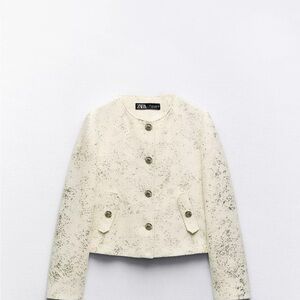 Zara Off-White Textured Blazer